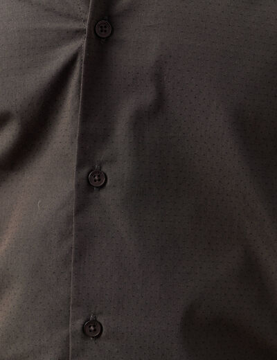 Chemise cintr&eacute;e en coton manches longues gris fonc&eacute; homme