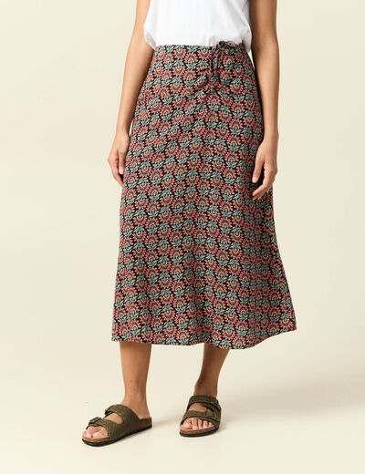 Jupe longue portefeuille noir femme