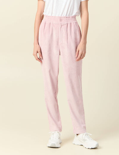 Tregging velours 7/8ème rose pastel femme