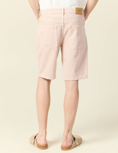 Bermuda droit en jean rose homme