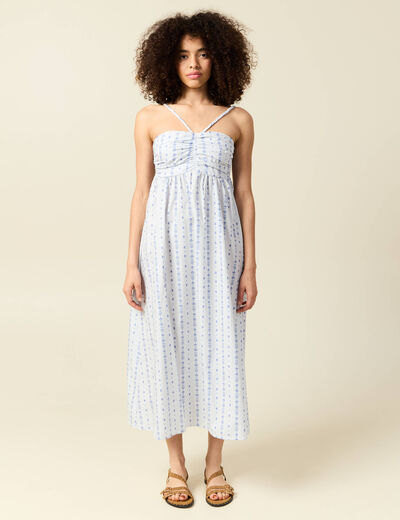 Robe sans manches en coton bleu clair femme