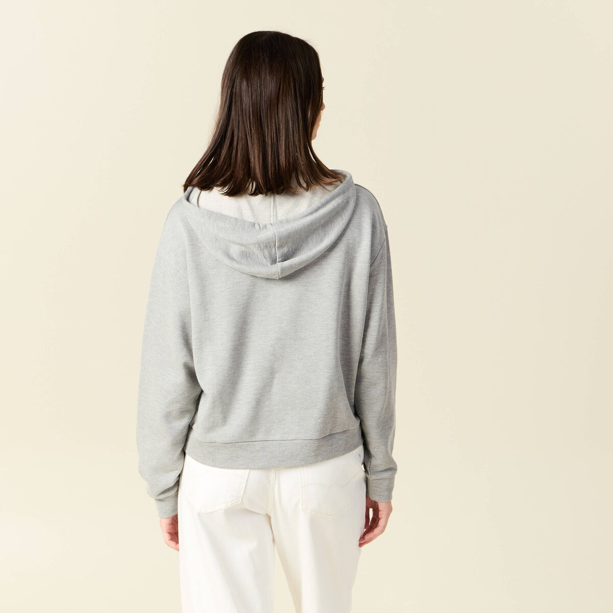 Sweat à capuche gris femme