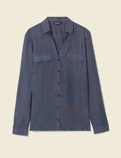 Chemise manches longues bleu femme