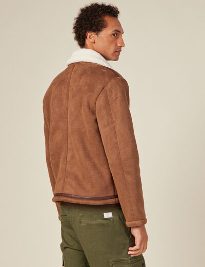 Blouson suédine col aviateur marron homme