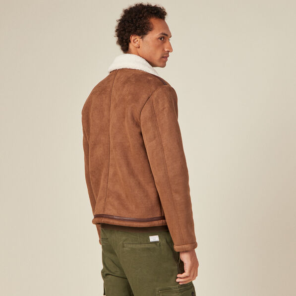 Blouson suédine col aviateur marron homme
