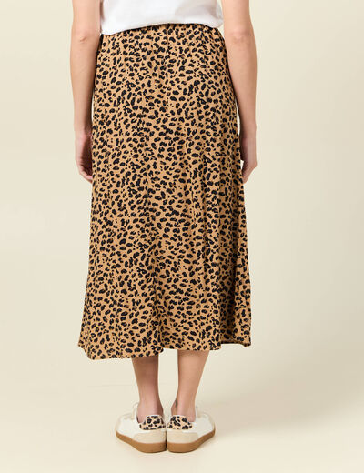 Jupe longue portefeuille marron clair femme