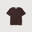 T-shirt droit col rond manches courtes marron chocolat femme