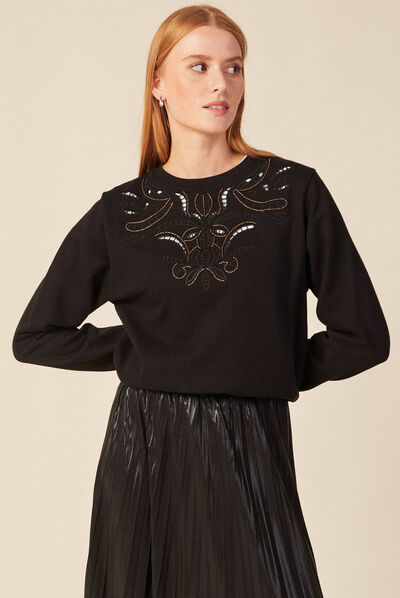 Sweat manches longues noir femme