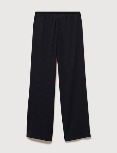 Pantalon large taille haute ceinture noir femme