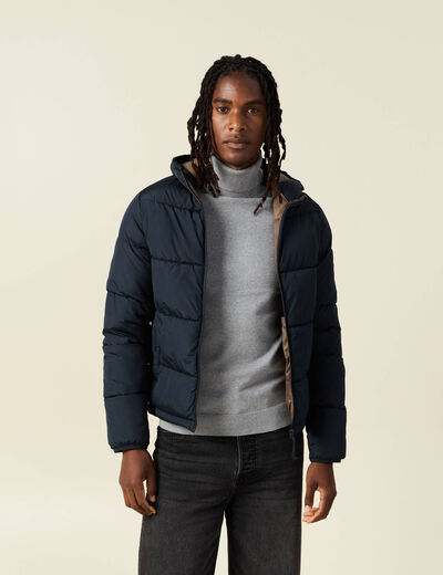 Doudoune à capuche bleu marine homme