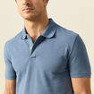 Polo cintré manches courtes en coton bleu foncé homme