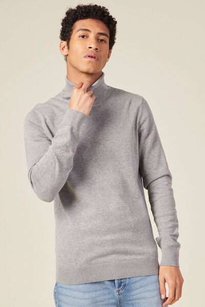 Pull manches longues gris foncé homme