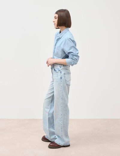 Jeans large taille standard denim snow bleu femme