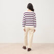 Pull col rond manches longues en coton marron chocolat femme