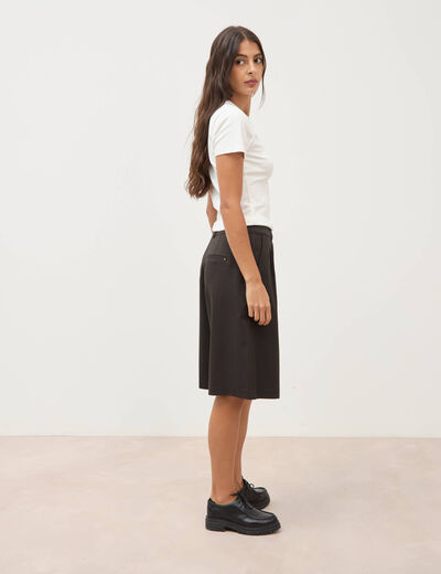 Bermuda large taille haute marron fonc&eacute; femme