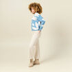 Gilet manches longues col en V bleu gris femme