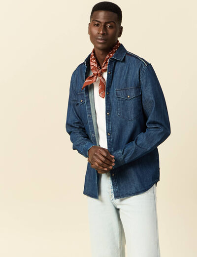 Chemise manches longues jean denim brut homme