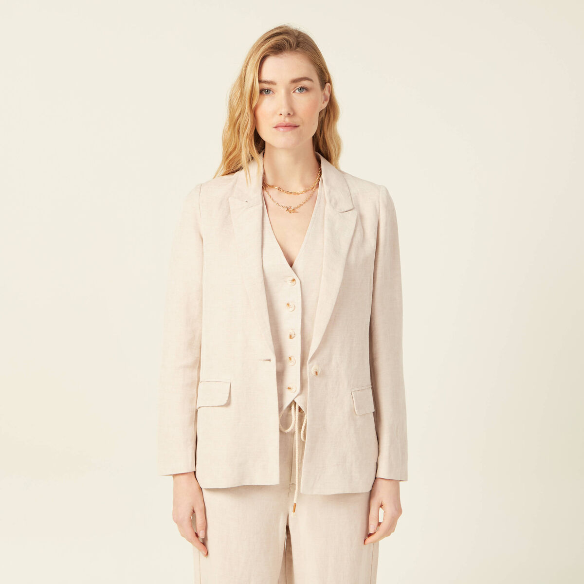 Veste blazer éco-responsable sable femme