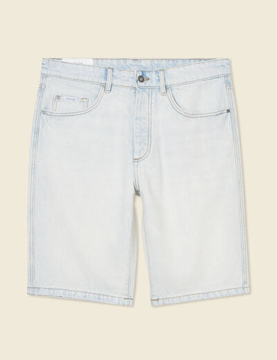 Bermuda droit en jean denim snow bleach homme