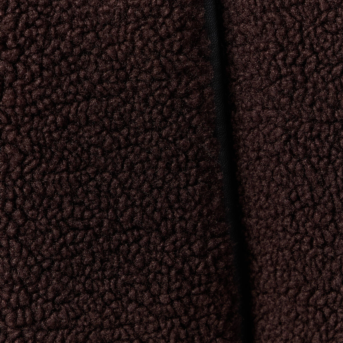 Manteau court droit effet polaire marron foncé femme