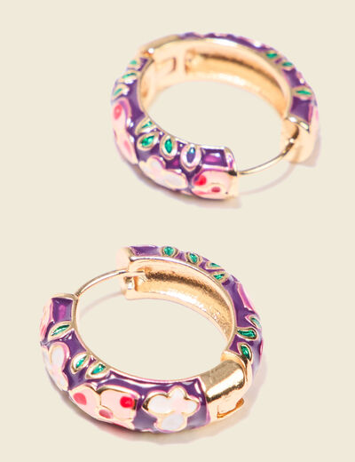 Boucles d'oreilles créoles violet femme