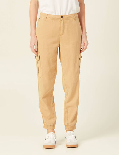 Pantalon éco-responsable beige femme