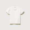 T-shirt effet boule manches courtes ecru femme