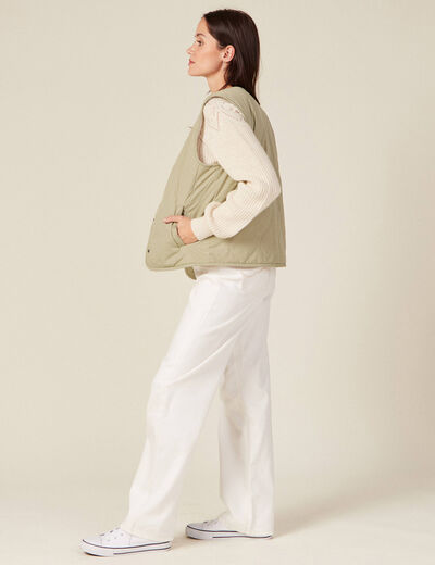 Blouson réversible boutonné vert kaki femme