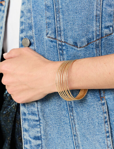 Bracelet multi anneaux couleur or femme