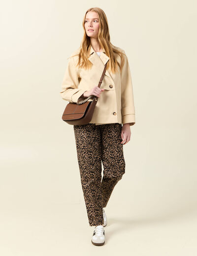 Trench court fluide beige femme