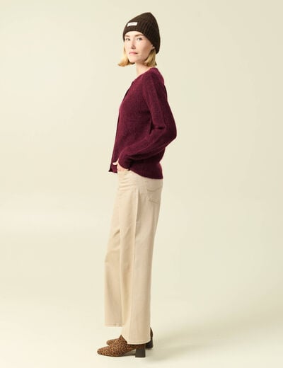 Gilet manches longues bordeaux femme
