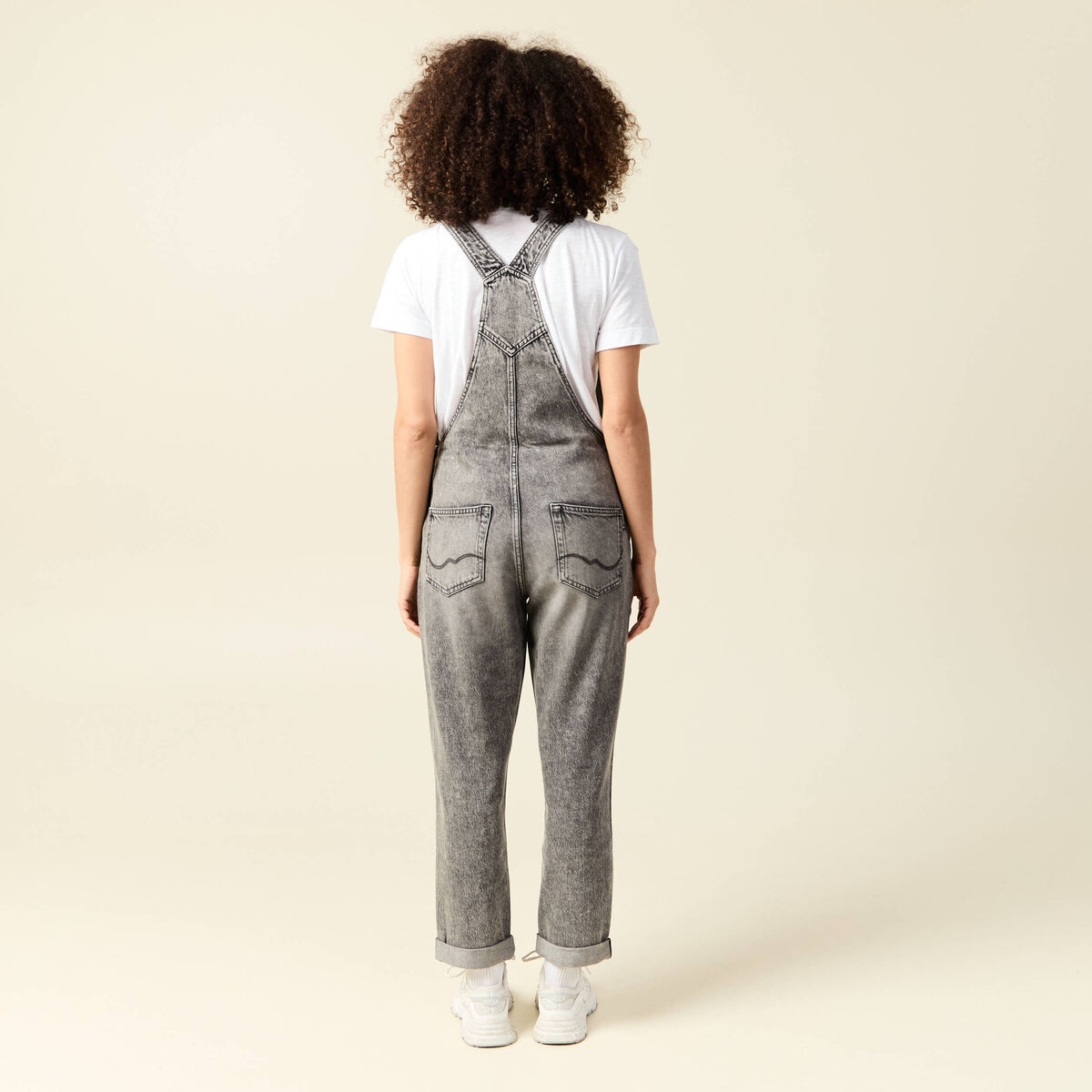 Salopette jeans taille standard denim snow gris femme