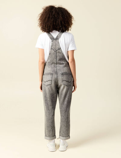 Salopette jeans taille standard denim snow gris femme