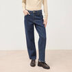 Jeans straight 7/8&egrave;me taille haute denim brut femme