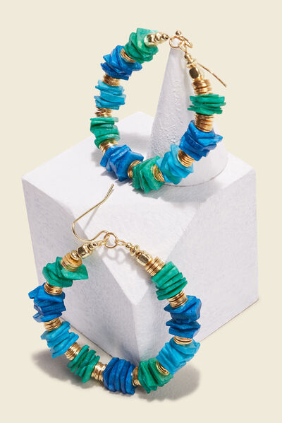 Boucles d'oreilles pendantes bleu clair femme