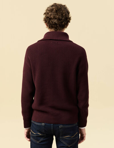 Pull droit manches longues bordeaux homme