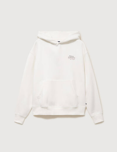 Sweat ample &agrave; capuche manches longues ecru homme