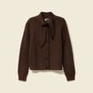 Pull col rond manches longues marron fonc&eacute; femme