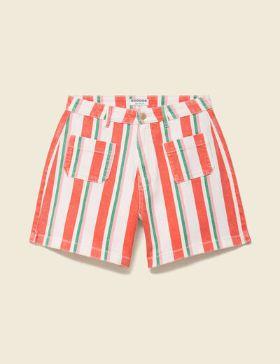 Short en jean taille haute blanc femme