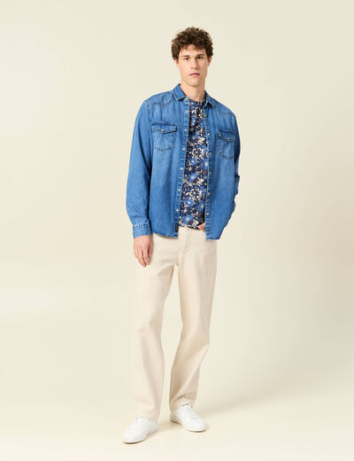 Chemise manches longues denim brut homme