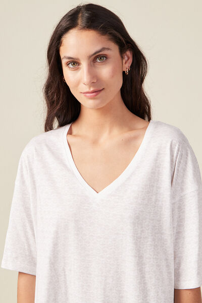 T-shirt manches courtes ecru femme