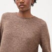 Pull droit col rond manches longues marron femme