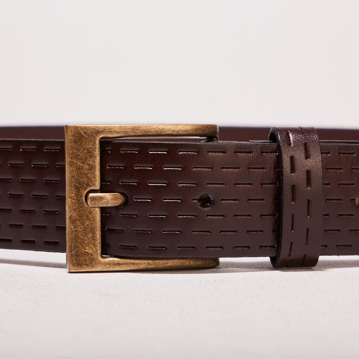 Ceinture en cuir marron foncé homme