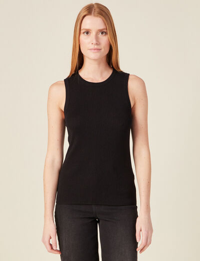 Pull débardeur éco-responsable noir femme