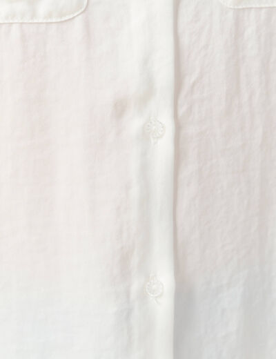 Chemise manches longues satin ecru femme