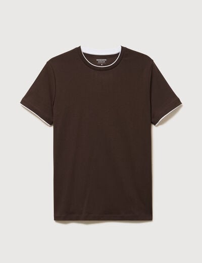 T-shirt droit col rond manches courtes marron homme