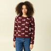 Pull de no&euml;l col rond manches longues prune femme
