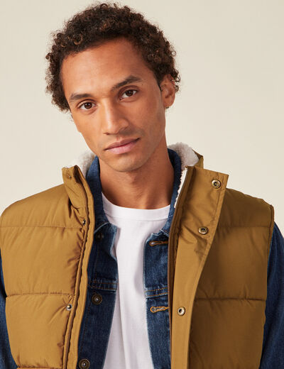 Doudoune droite sans manches beige homme
