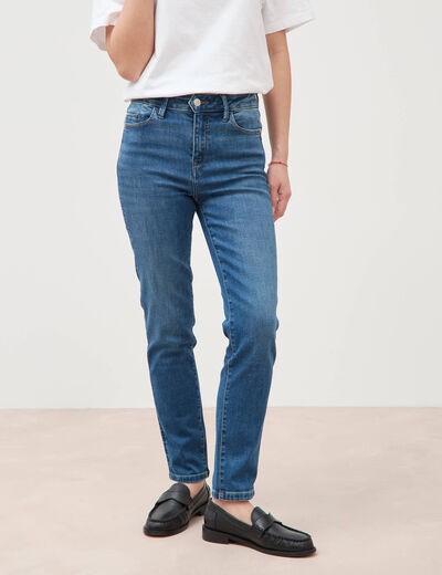 Jeans slim taille haute 7/8&egrave;me denim stone femme