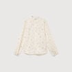 Chemise manches longues col mao bleu femme